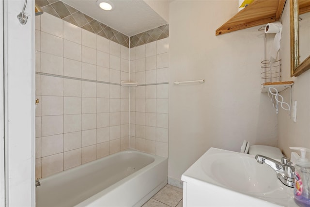 119 8th St, San Leon, TX 77539 - bathroom featuring tile patterned flooring, bathtub / shower combination, and vanity