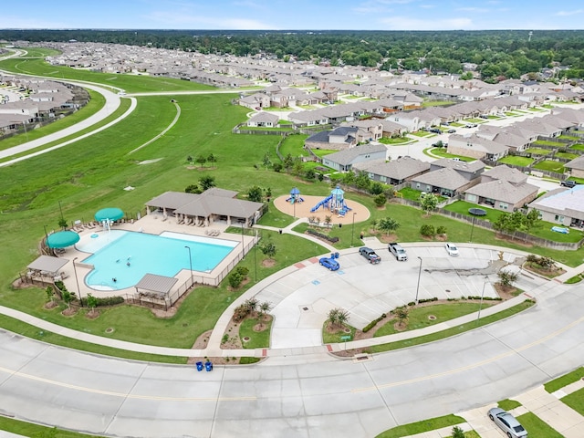 2431 Sutton Hollow Ct, Spring, TX 77373 - aerial view of residential area featuring a pool area