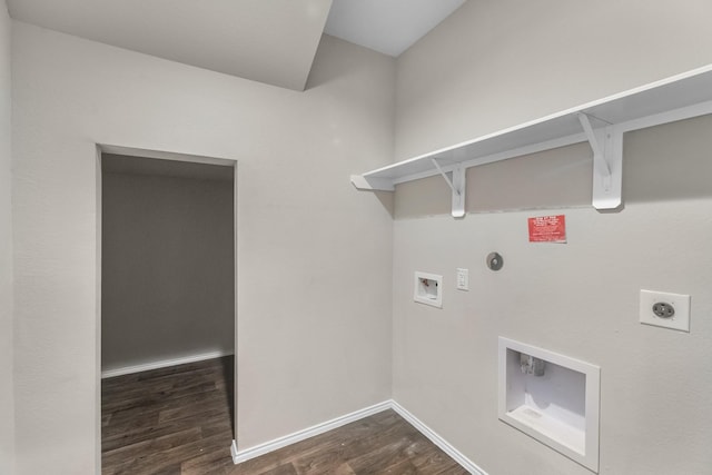 2431 Sutton Hollow Ct, Spring, TX 77373 - washroom featuring hookup for an electric dryer, dark wood-type flooring, hookup for a gas dryer, and hookup for a washing machine