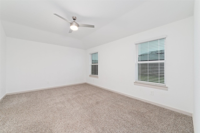 7002 Halifax Harvest Ln, Richmond, TX 77407 - carpeted empty room with a ceiling fan and vaulted ceiling