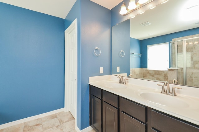 6042 Wesley Manor Ct, Katy, TX 77449 - full bathroom with double vanity and a shower stall
