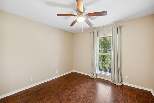 4117 Tilson Ln, Houston, TX 77080 - empty room with ceiling fan and dark wood-style floors