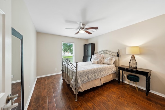 4117 Tilson Ln, Houston, TX 77080 - bedroom with dark wood-style flooring and ceiling fan