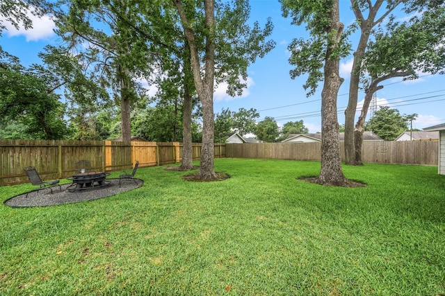 4117 Tilson Ln, Houston, TX 77080 - fenced backyard featuring an outdoor fire pit