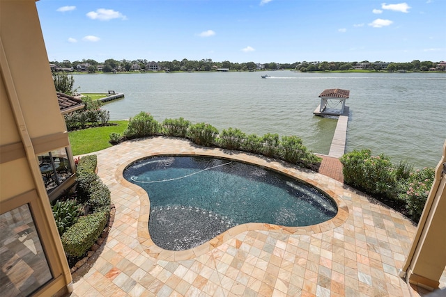3045 S Island Dr, Seabrook, TX 77586 - view of pool with a dock and a water view
