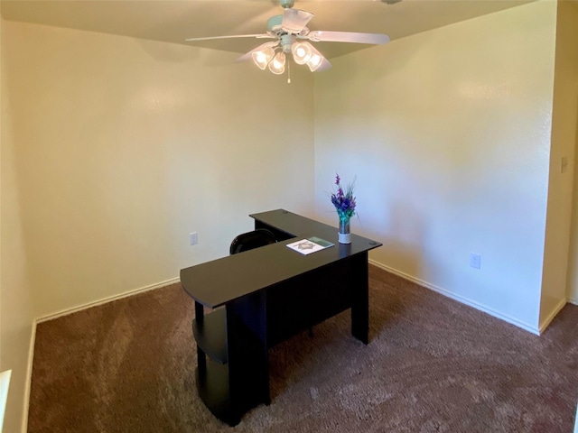 13023 Pleasant Valley Dr, Rosharon, TX 77583 - home office with carpet floors and a ceiling fan