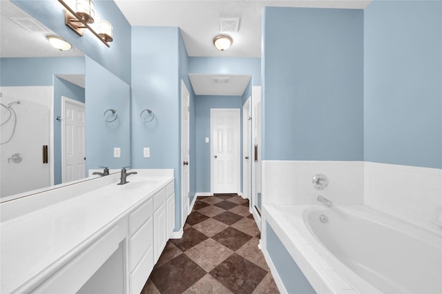 4406 Park Trail Ln, Pasadena, TX 77505 - bathroom with a bath, vanity, and a shower
