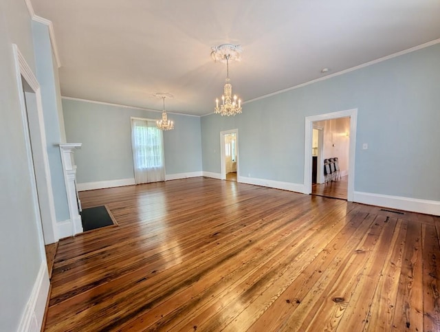309 E Robert Toombs Ave, Washington, GA 30673 - spare room featuring a chandelier, wood-type flooring, and ornamental molding