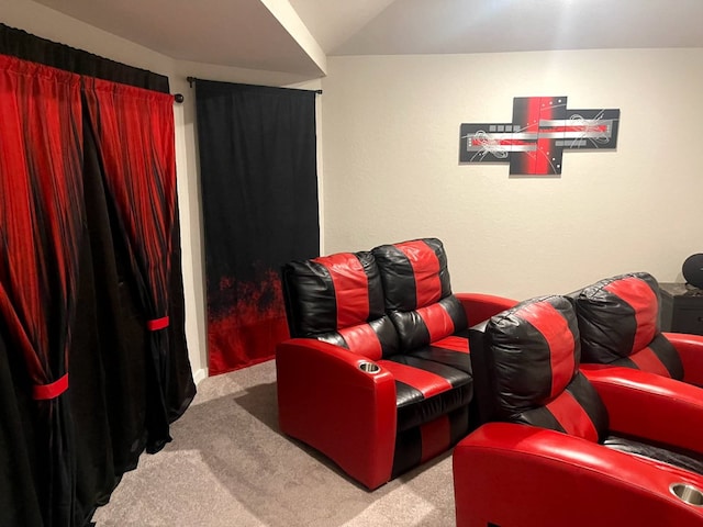 17583 Longwood Trace Ln, New Caney, TX 77357 - home theater featuring carpet and lofted ceiling