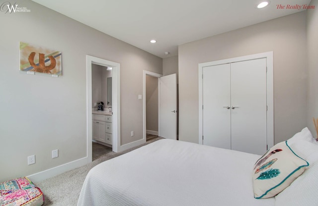 5902 Gardendale Dr Unit C, Houston, TX 77092 - bedroom with carpet, recessed lighting, connected bathroom, and a closet