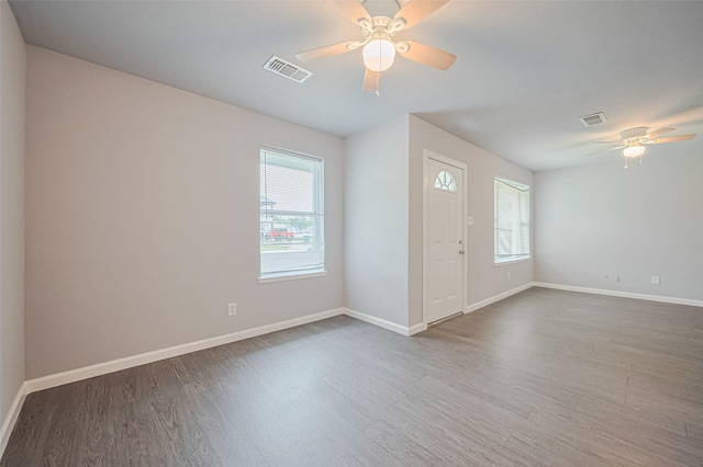3602 Castledale Dr, Houston, TX 77093 - unfurnished room with a ceiling fan and wood finished floors
