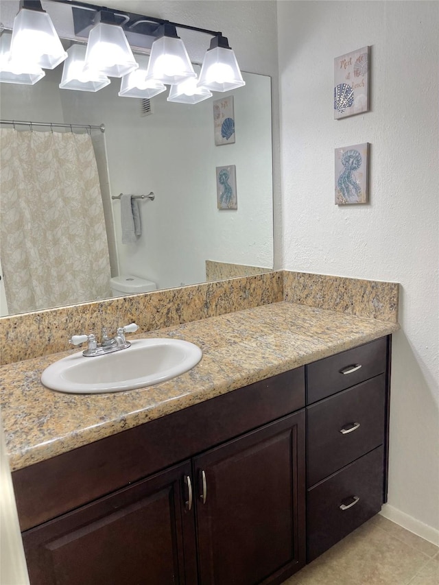 3300 Pebblebrook Dr Unit 17, Seabrook, TX 77586 - full bathroom with vanity, curtained shower, and tile patterned floors