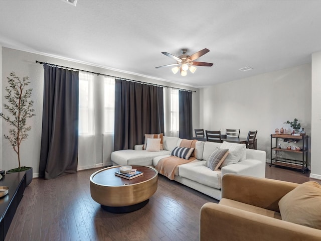 9440 Caddo Ridge Ln, Cypress, TX 77433 - living room with a ceiling fan and wood-type flooring