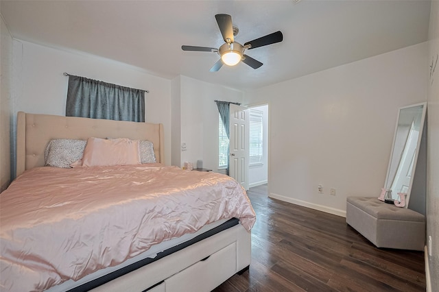 14212 Rocky Briar Ln, Rosharon, TX 77583 - bedroom featuring dark wood-style floors and a ceiling fan
