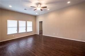 3510 Indian Mound Trl, Crosby, TX 77532 - spare room featuring wood finished floors, a ceiling fan, and recessed lighting