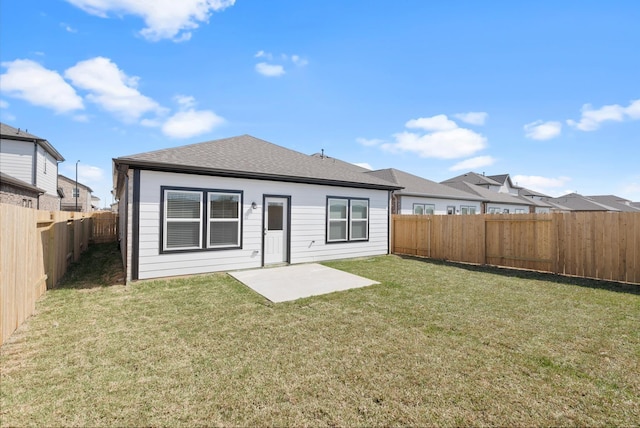 5827 Fresh View Ct, Katy, TX 77493 - rear view of property with a fenced backyard, a patio, and a shingled roof