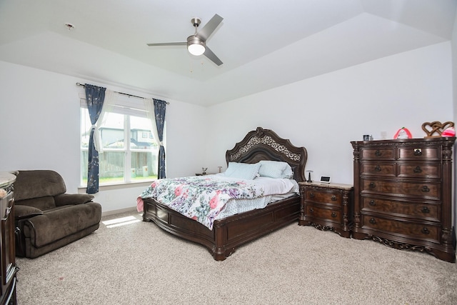 3819 Ethan Park Ct, Katy, TX 77494 - bedroom featuring light colored carpet, ceiling fan, and a raised ceiling