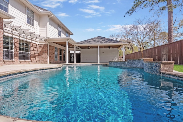 12014 Via Davinci Ln NW, Cypress, TX 77429 - view of swimming pool featuring a pergola, ceiling fan, and a patio area