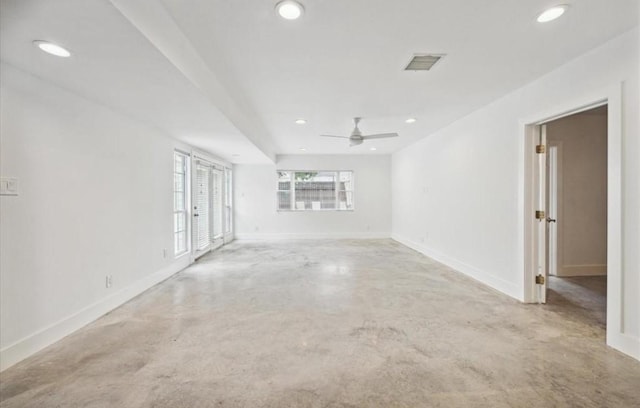 3818 Childress St, Houston, TX 77005 - spare room featuring concrete flooring, recessed lighting, and ceiling fan