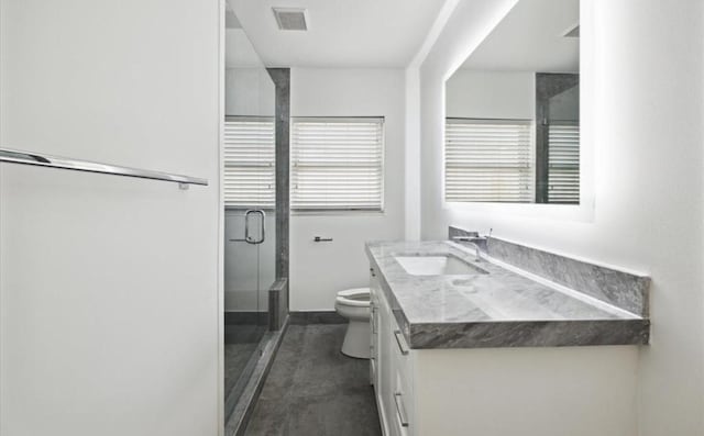 3818 Childress St, Houston, TX 77005 - bathroom with vanity, a stall shower, and concrete flooring