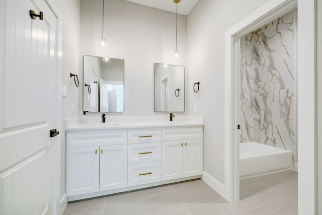 13 Rd 66111, Dayton, TX 77535 - bathroom with double vanity, tile patterned floors, and tub / shower combination