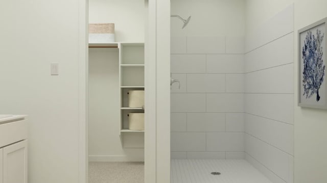 1203 Garrett Sudhendrio Dr, Crosby, TX 77532 - full bathroom featuring a tile shower and vanity