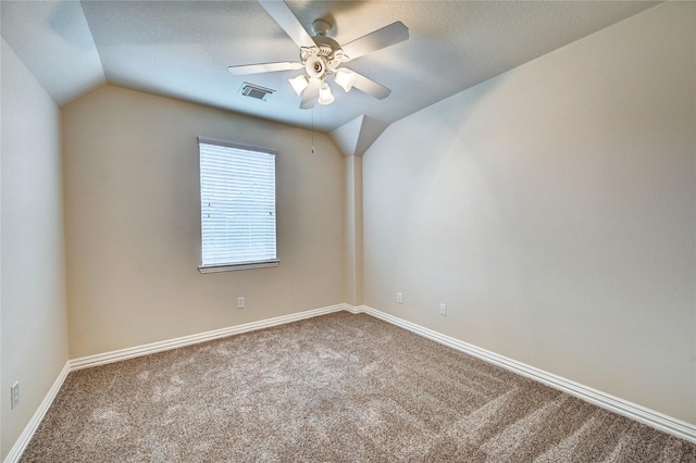 30 N Scribewood Cir, The Woodlands, TX 77382 - unfurnished room featuring lofted ceiling, carpet flooring, and ceiling fan