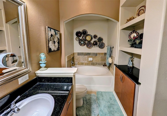 1901 Post Oak Blvd Unit 3101, Houston, TX 77056 - full bathroom with vanity, a bath, and a textured wall