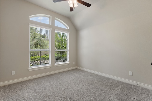131 Evening Tide Ct, Conroe, TX 77318 - carpeted spare room featuring a ceiling fan and lofted ceiling