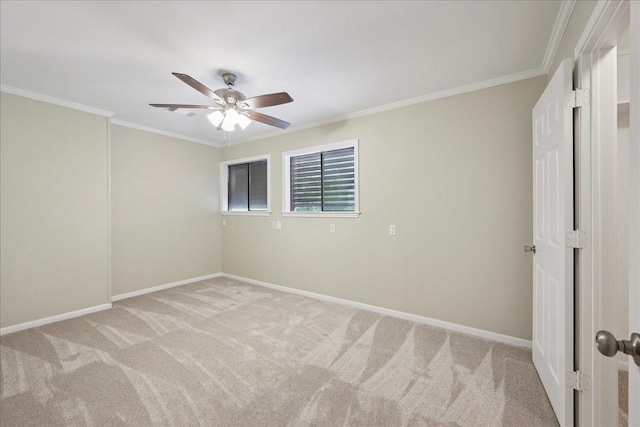 3533 Fm 563, Anahuac, TX 77514 - empty room featuring light colored carpet, ceiling fan, and crown molding