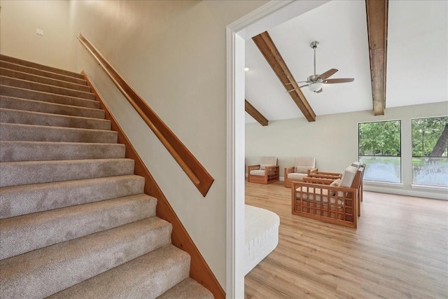 3533 Fm 563, Anahuac, TX 77514 - stairs with wood finished floors and a ceiling fan