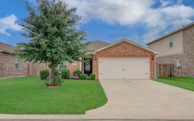 22418 Threefold Ridge Dr, Hockley, TX 77447 - ranch-style home with brick siding, concrete driveway, and a garage