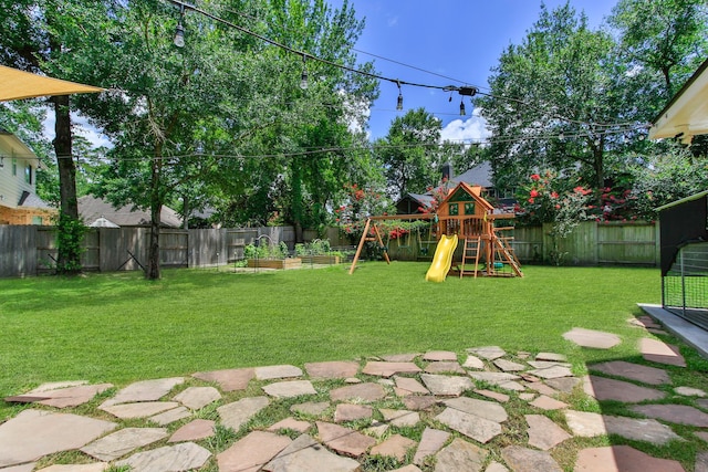 13518 Via Chianti Ln, Cypress, TX 77429 - fenced backyard with a playground