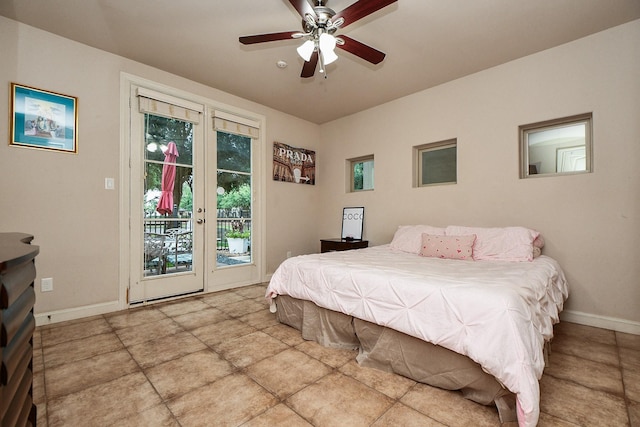 10924 Wrenwood Park, Houston, TX 77043 - bedroom featuring access to exterior and a ceiling fan