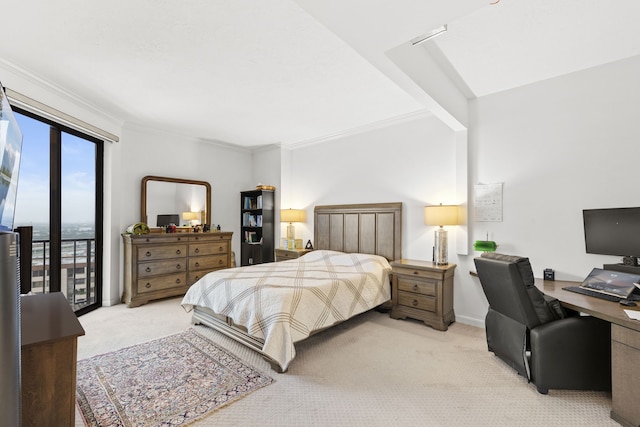3350 Mccue Rd Unit 1901, Houston, TX 77056 - bedroom featuring carpet floors, an office area, access to outside, and crown molding