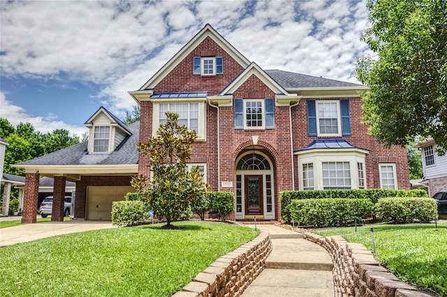 3718 W Pine Brook Way, Houston, TX 77059 - colonial home featuring a front lawn, brick siding, and concrete driveway