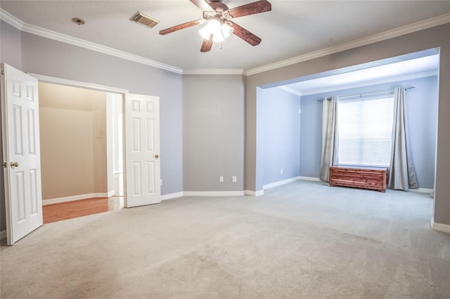 3718 W Pine Brook Way, Houston, TX 77059 - carpeted spare room featuring ornamental molding and ceiling fan