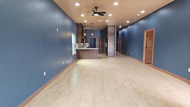13326 Joliet St, Houston, TX 77015 - unfurnished living room with recessed lighting and a ceiling fan
