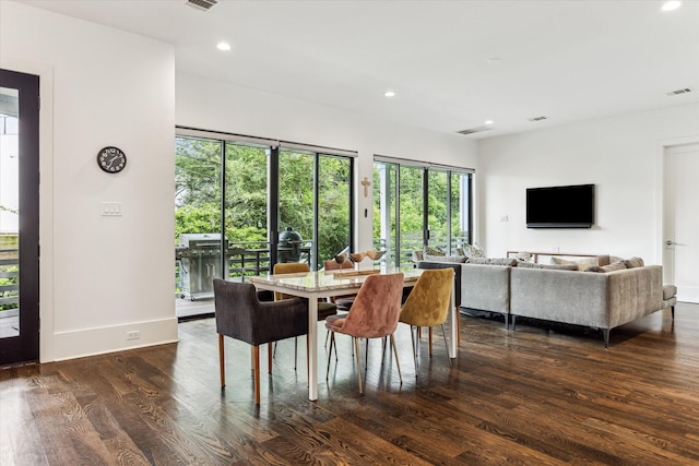 1010 Waltway Dr, Houston, TX 77008 - dining area with dark wood-style floors and recessed lighting