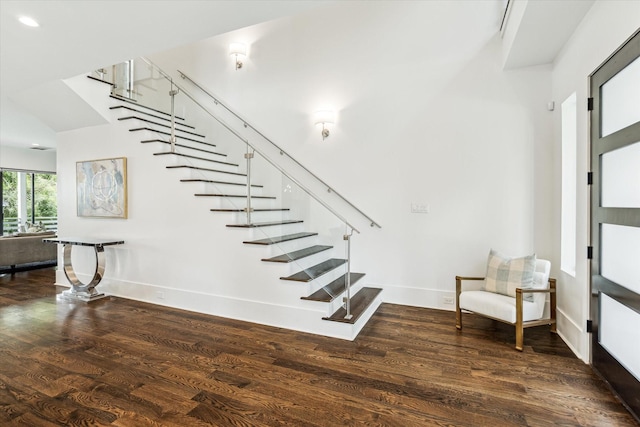 1010 Waltway Dr, Houston, TX 77008 - entryway with wood finished floors and stairway