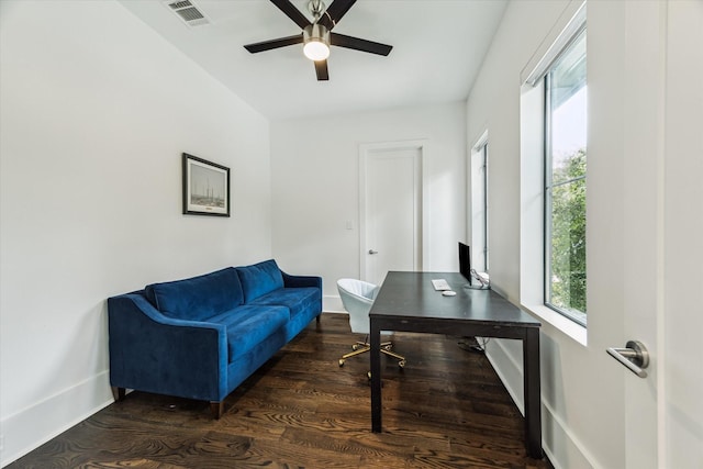 1010 Waltway Dr, Houston, TX 77008 - office space with plenty of natural light, wood finished floors, and ceiling fan