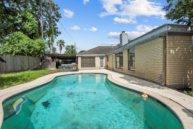 14202 Double Pine Dr, Houston, TX 77015 - view of swimming pool with a fenced backyard and a patio