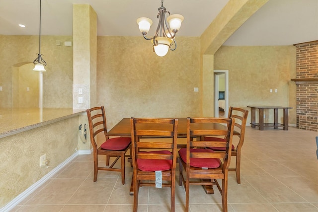 18419 W Willow Oak Bend Dr, Cypress, TX 77433 - tiled dining room with a chandelier