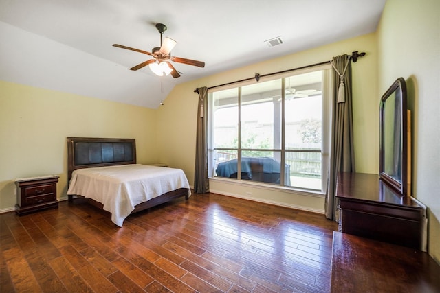 18419 W Willow Oak Bend Dr, Cypress, TX 77433 - bedroom with lofted ceiling, wood finished floors, and ceiling fan