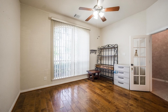 18419 W Willow Oak Bend Dr, Cypress, TX 77433 - bedroom featuring hardwood / wood-style floors, vaulted ceiling, and ceiling fan