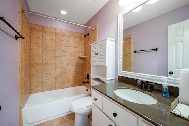 18419 W Willow Oak Bend Dr, Cypress, TX 77433 - full bath featuring  shower combination, vanity, and tile patterned floors