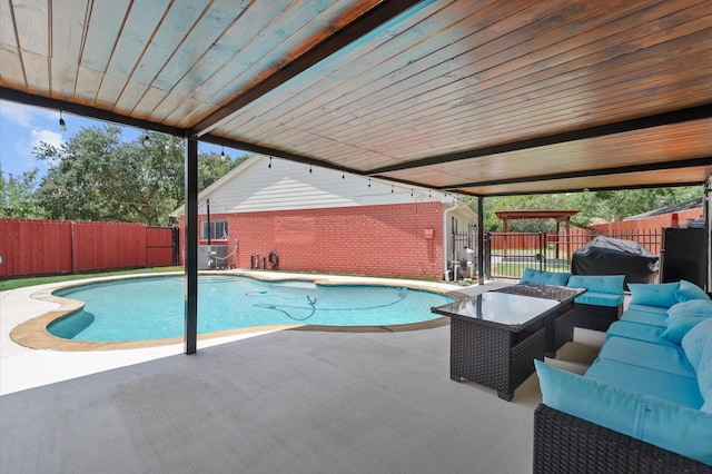 706 Geronimo Ct, Katy, TX 77450 - view of pool featuring outdoor lounge area, a fenced backyard, and a patio