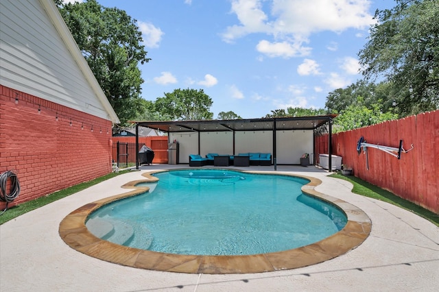 706 Geronimo Ct, Katy, TX 77450 - view of pool with outdoor lounge area, a fenced backyard, and a patio