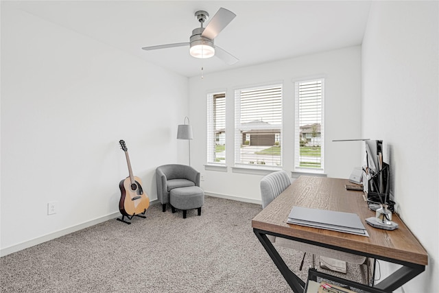 3430 Harper Meadow Ln, Missouri City, TX 77459 - carpeted office with ceiling fan and baseboards