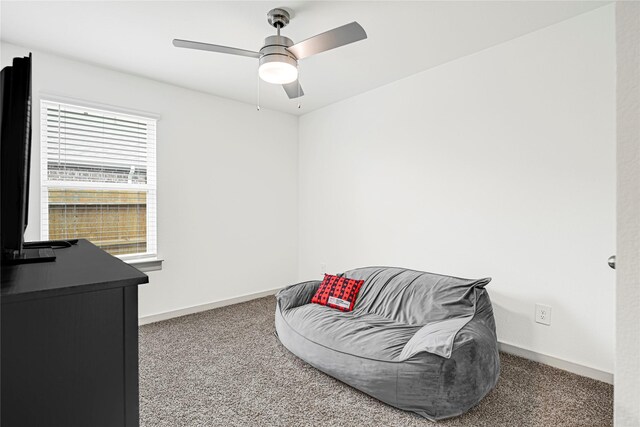 3430 Harper Meadow Ln, Missouri City, TX 77459 - sitting room with carpet and a ceiling fan